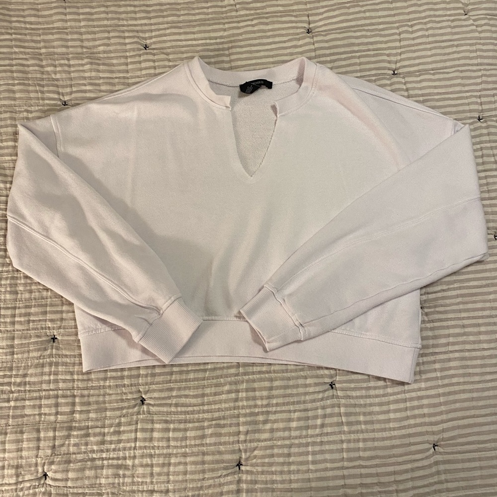 Cropped White Crewneck